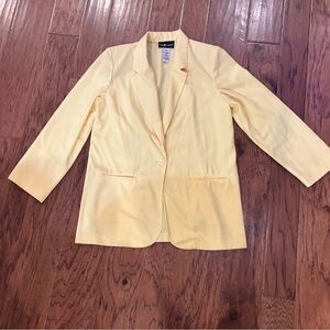 Vintage Sag Harbor Butter Yellow Power Blazer 90s Oversized women's sz 12